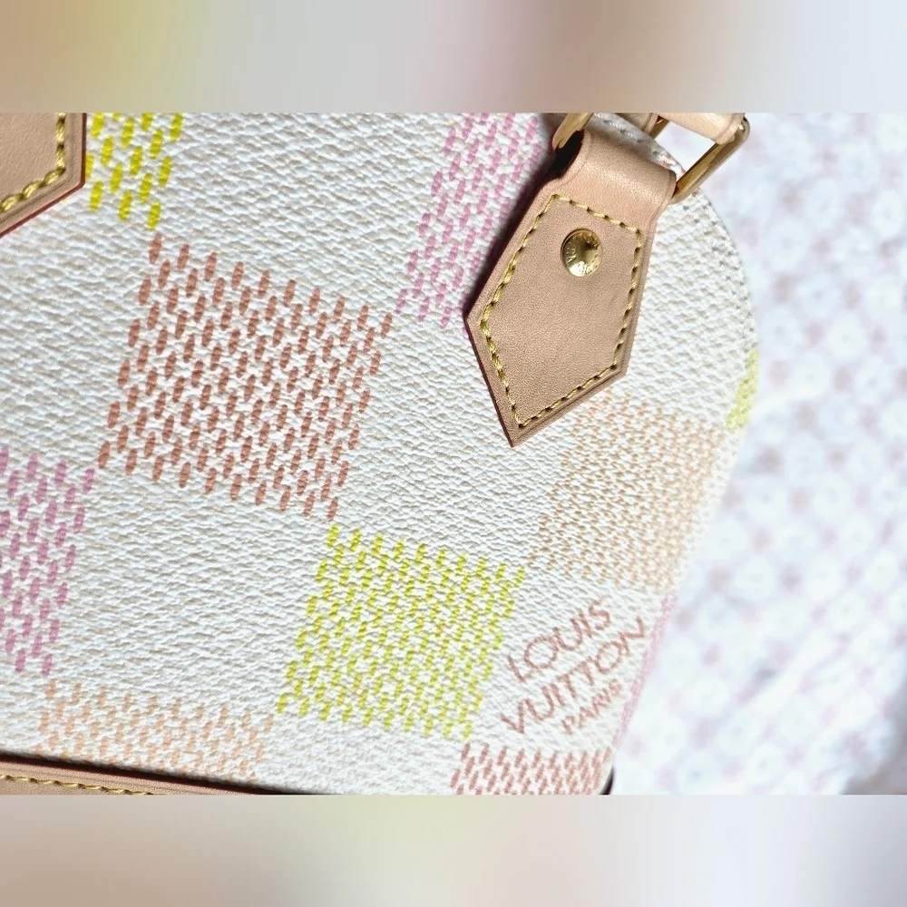 Louis Vuitton Giant Damier Top Handle Bag | Neutral Coated Canvas | Authentic